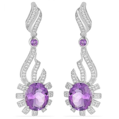 BUY 925 STERLING SILVER BRAZILIAN AMETHYST GEMSTONE EARRINGS